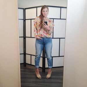 Molly Bracken Premium Sheer Floral Blouse L NWT